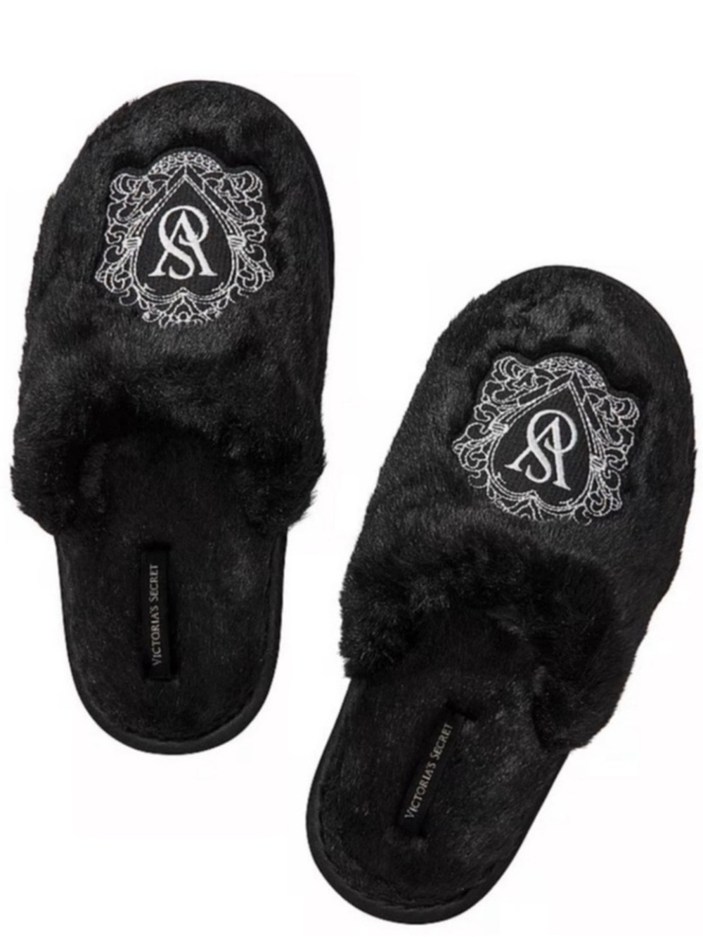 Victoria's Secret Black Closed-Toe Size M (7-8) Faux Fur Slippers(NWT)